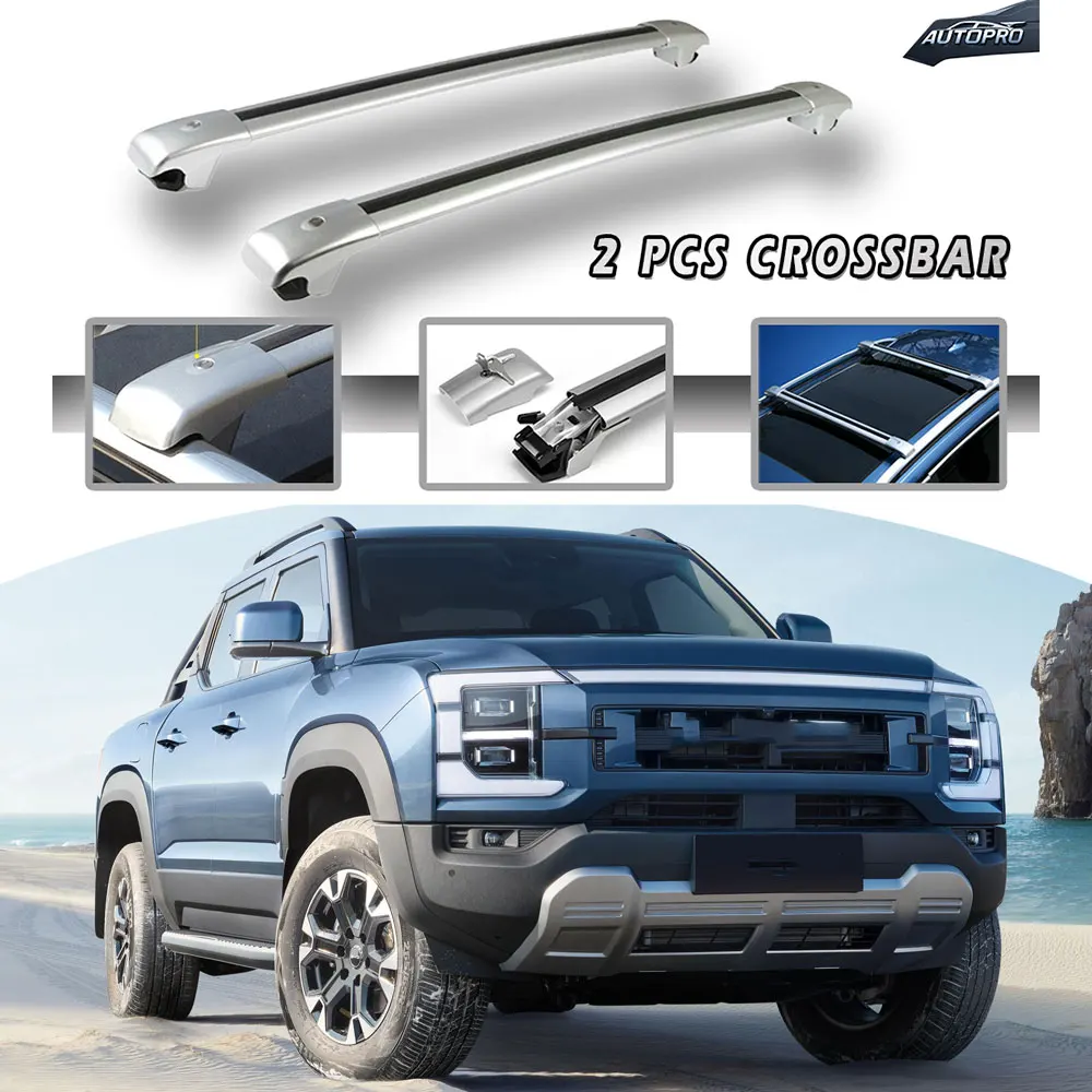 2PCS Cross Bar Fits For BYD Shark 6 2024 2025 Ajustable Roof Rail Rack Lockable Cargo Bars Silver and Black