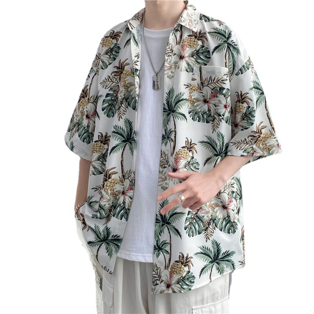 Heren Overhemd Katoen Gemengd Retro Stijl Met Bloemenprint Met Korte Mouwen Hawaiiaans Strand Strand Paar T-Shirt Opruiming Groothandel
