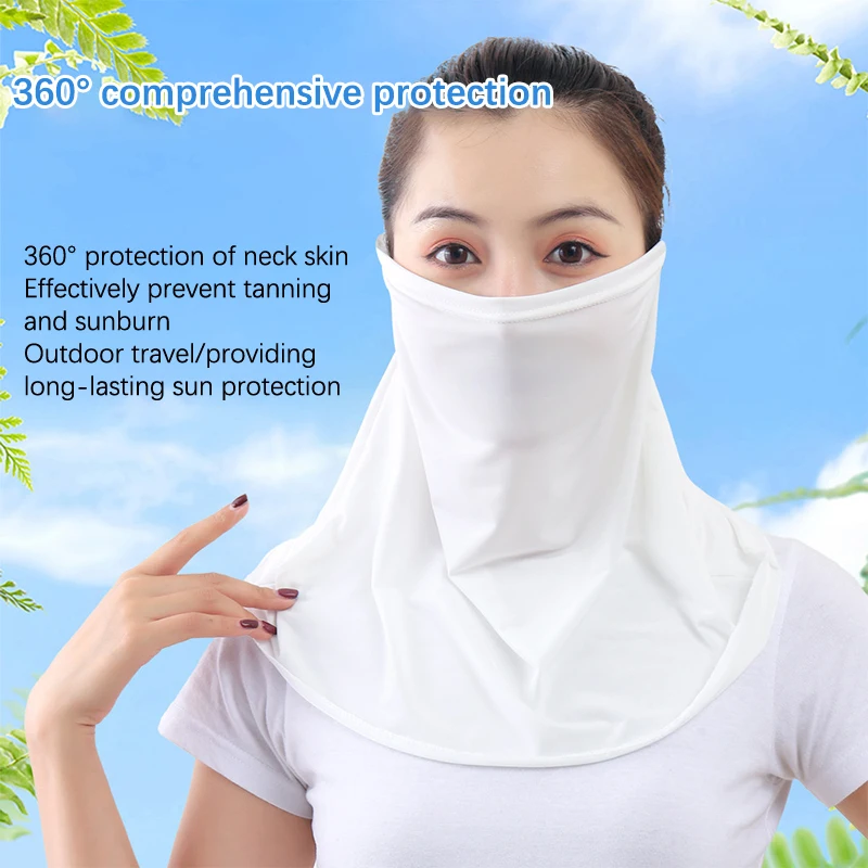 

Summer Breathable Thin Cover Face Solid Color Sunscreen Mask Traceless For Women Detachable Facekini Ice Silk Anti-Ultraviolet