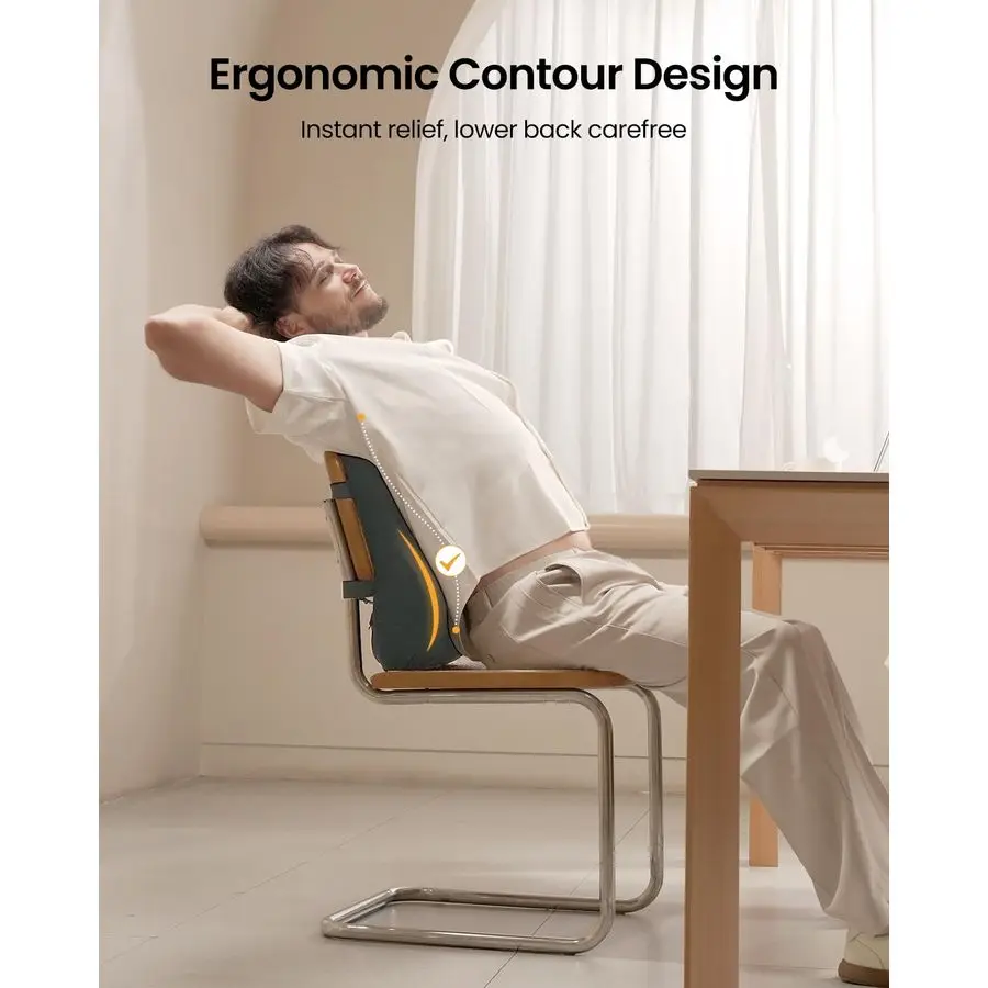 Almohada de apoyo lumbar para silla de oficina, almohada de soporte de espalda de espuma viscoelástica para aliviar la fatiga de la parte inferior de la espalda, silla de escritorio con almohada lumbar