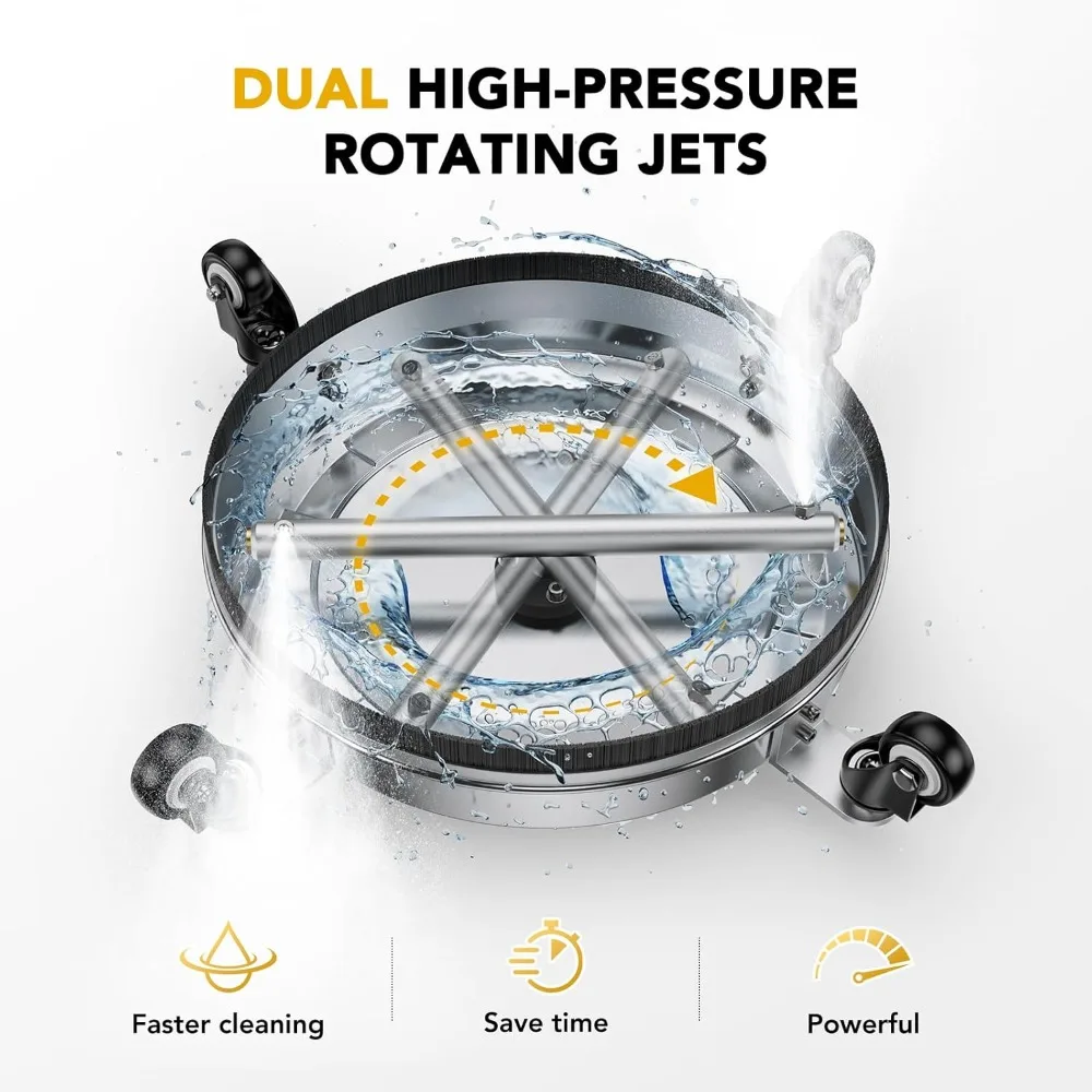 Limpiador de superficies para lavadora a presión de 14,5 "E006, accesorios para lavadora a presión de acero inoxidable mejorados, 4 agujas y conector rápido de 1/4"