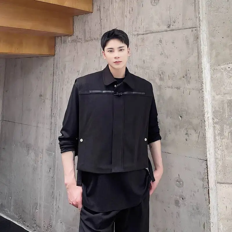 WTHT موضة الرجال تقسم الجلود بلون صدرية العصرية رفض طوق سستة سترة دون أكمام الذكور 2025 الخريف 2A2092 #3