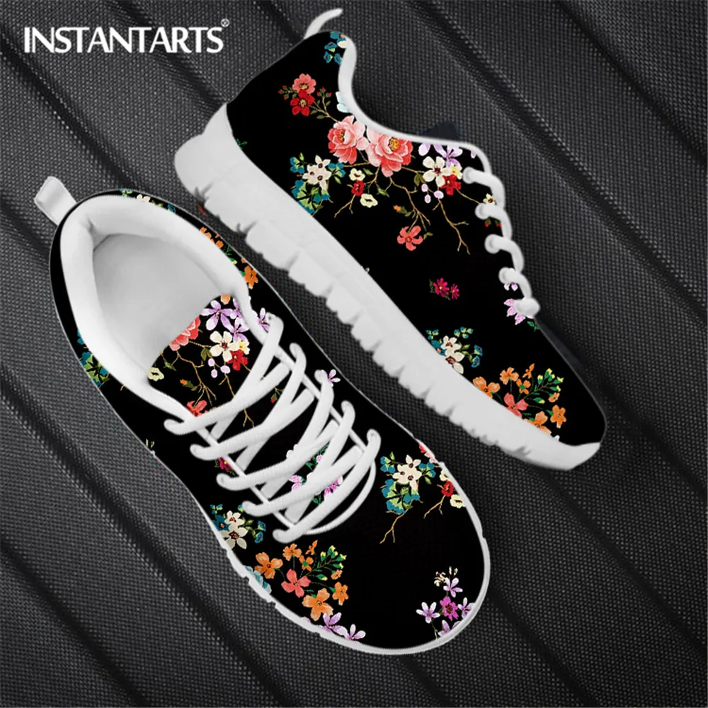 Pretty Flower Printing Women Casual Flat Shoes Breathable Mesh Sneaker Outdoor Warm Footwear Ladies Casual Zapatos