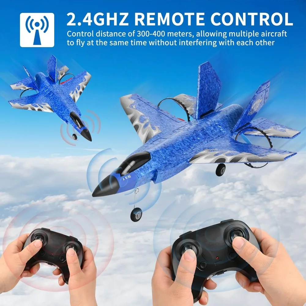 F-35 2CH Fighter RC-Flugzeug – 2,4-GHz-Fernbedienung mit 6-Achsen-Gyro und zwei Batterien für erwachsene Anfänger