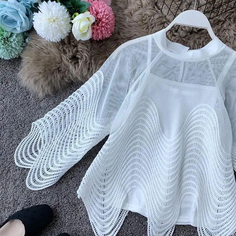 

Women's Hollow Trumpet Lace ort Wavy Loose SVE irt Pet Clothing Accories No Brand Registered Trademark