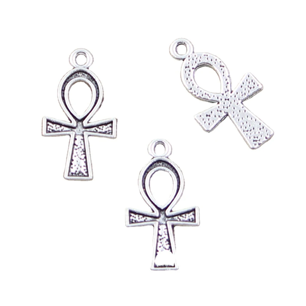 

15pcs Charms Cross Egyptian Ankh Symbol 25x14mm Antique Making Pendant fit,Vintage Tibetan Silver color,DIY Handmade Jewelry