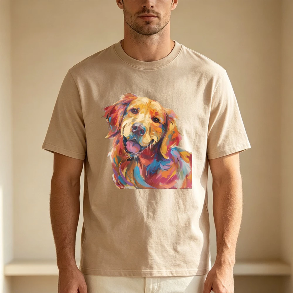 Cute Golden Retriever Vibrant Watercolors Tshirt Golden Retriever Brushstrokes Tee Fashion Funny Dog Mama/Dady Shirt Cotton Tees