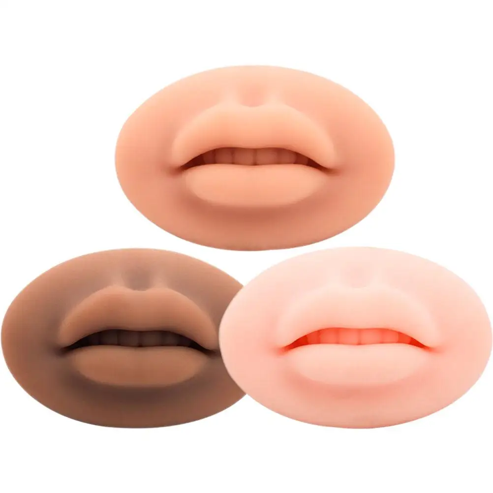 

3 Pcs 3D Lip Mask Silicone Eyebrow Practice Skin Makeup Accessories Fake Tattoo Tint Lips Model Elastic Softer Artificial