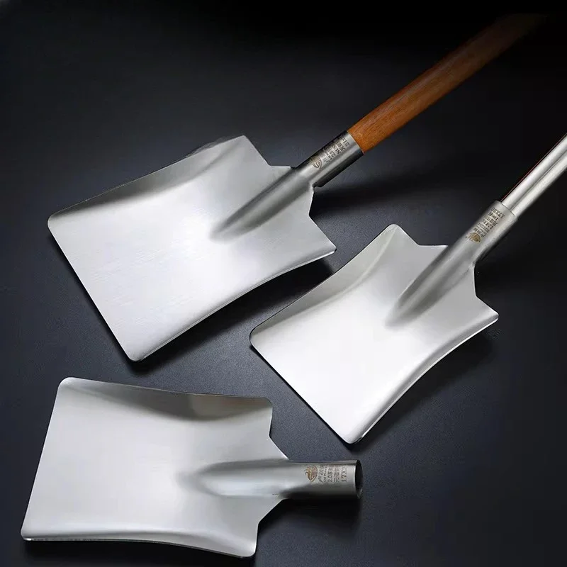 304 stainless steel wooden handle shovel extra large kitchen cooking shovel hotel food hall large spatula square shovel head