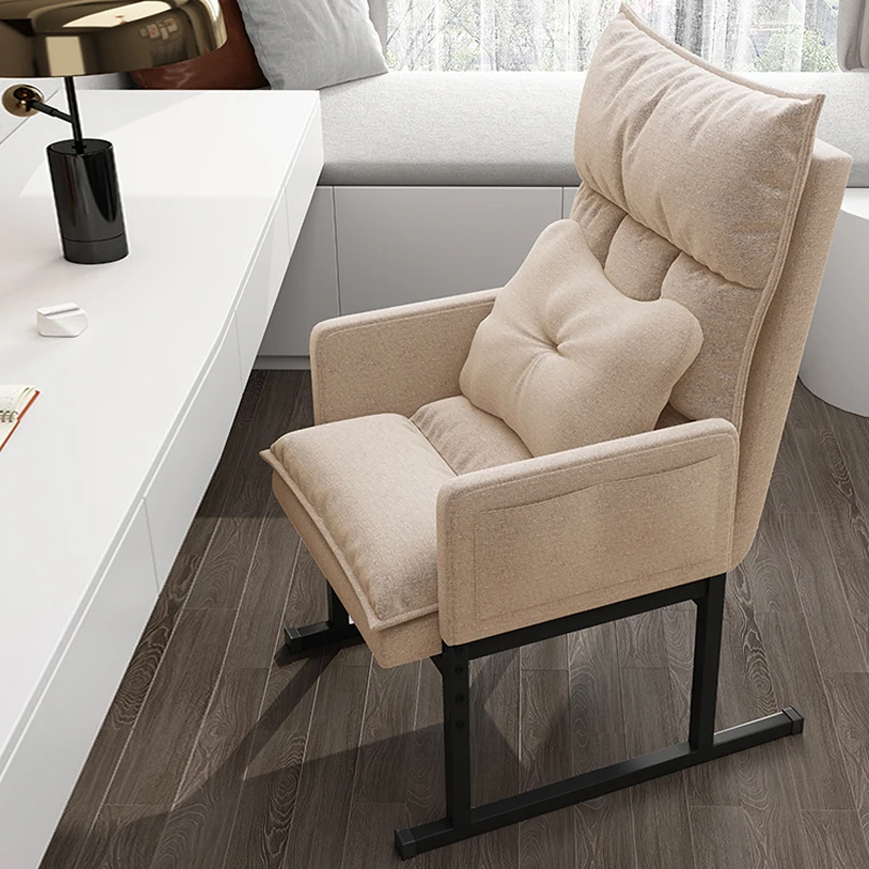 Silla de oficina moderna con mango elástico, almohadilla con reposabrazos y soporte trasero, cómoda, muebles plegables para salón de juegos