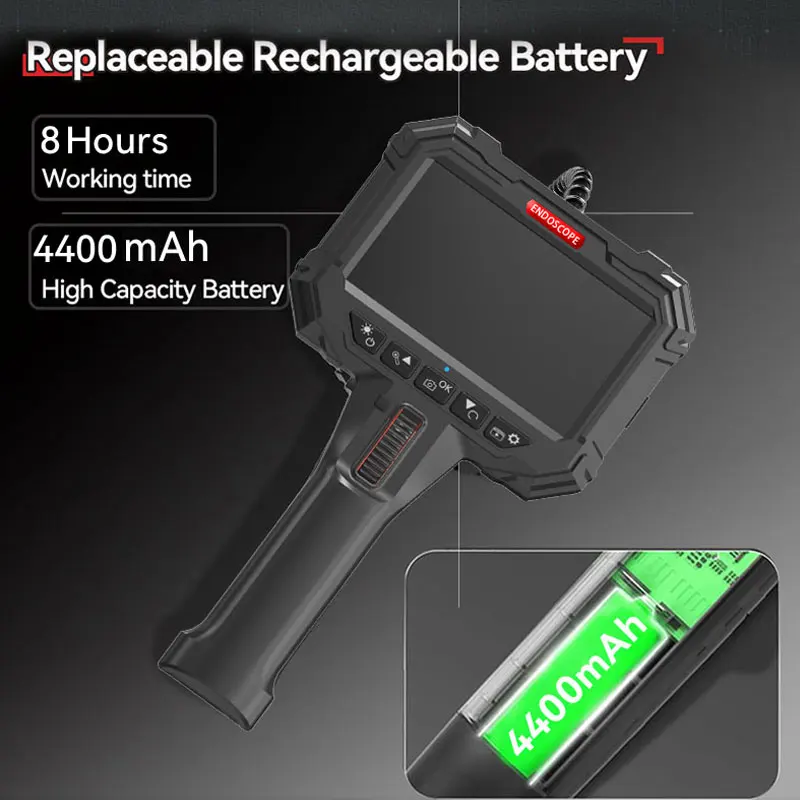 Ralcam Endoscope Camera with Light, Endoscope Camera with 210° Movable Head,  5 Inch HD Screen, 1-6M Cable for Car and Home