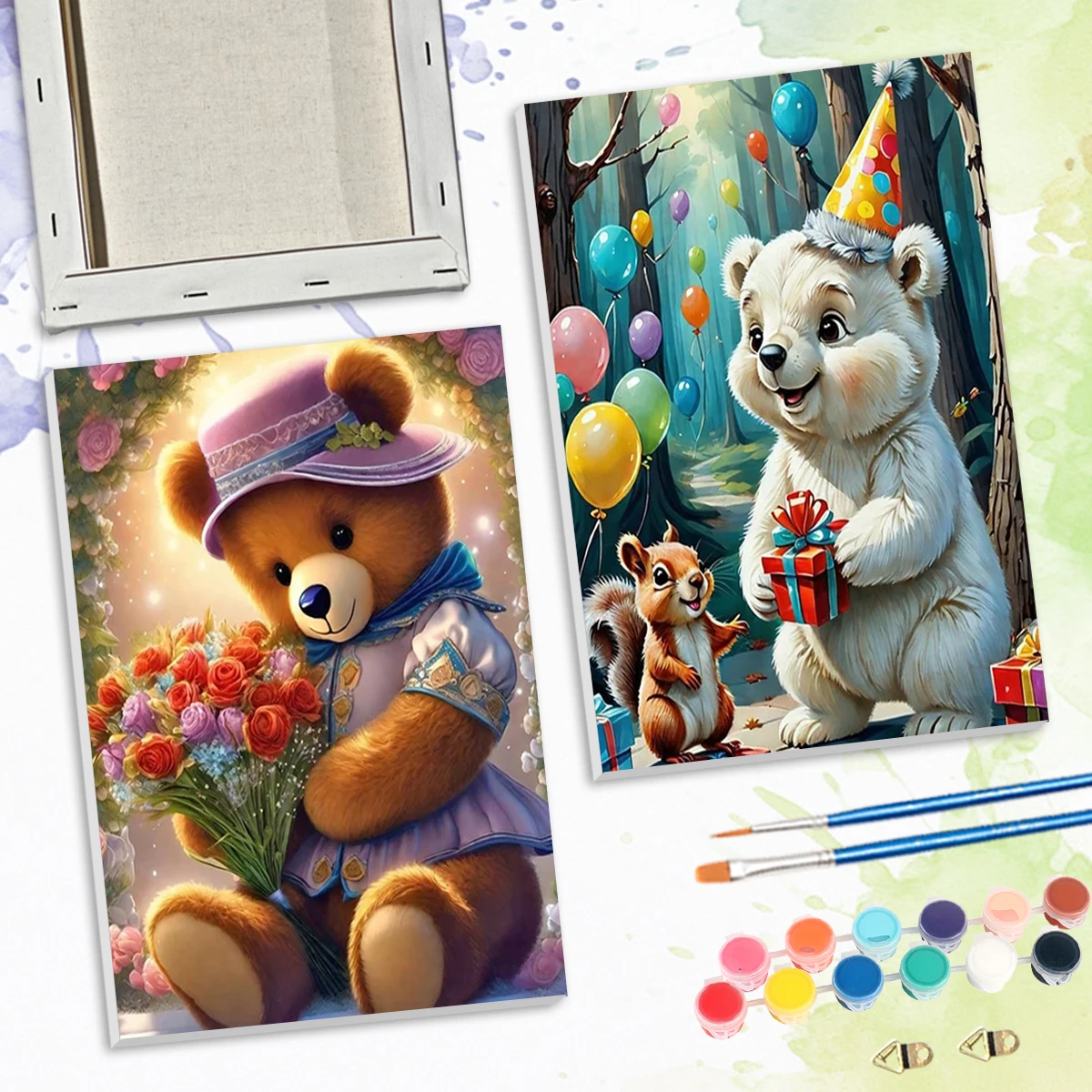 

SDOYUNO Paint By Numbers For Beginner Animals Cute cartoon bear 20x30cm ready Frame On Canvas Picture Drawing Decoration Home
