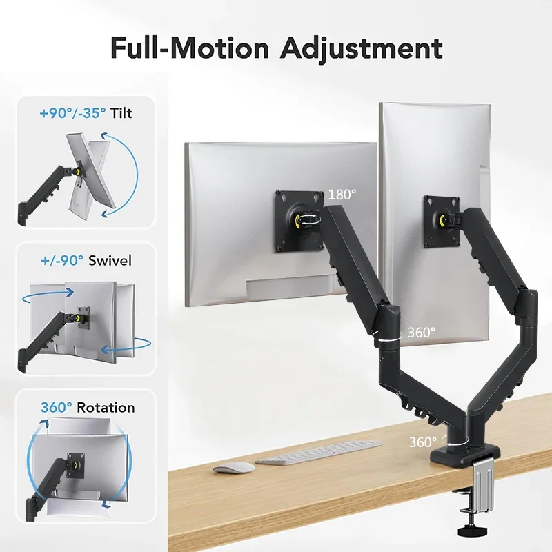 

Черно-белое настольное крепление для одного монитора, очень высокая, полностью регулируемая подставка для 1 ЖК-экрана до 32 дюйма для домашнего офиса