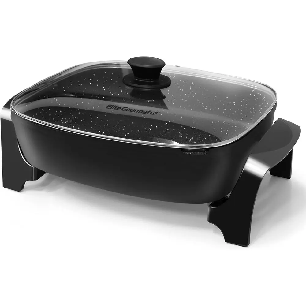 

16x13 Extra Deep Electric Skillet with Glass Lid & Pour Spout, 10.5 Qt., Non-Stick, Dishwasher Safe, 200-400°, Serves 6-8