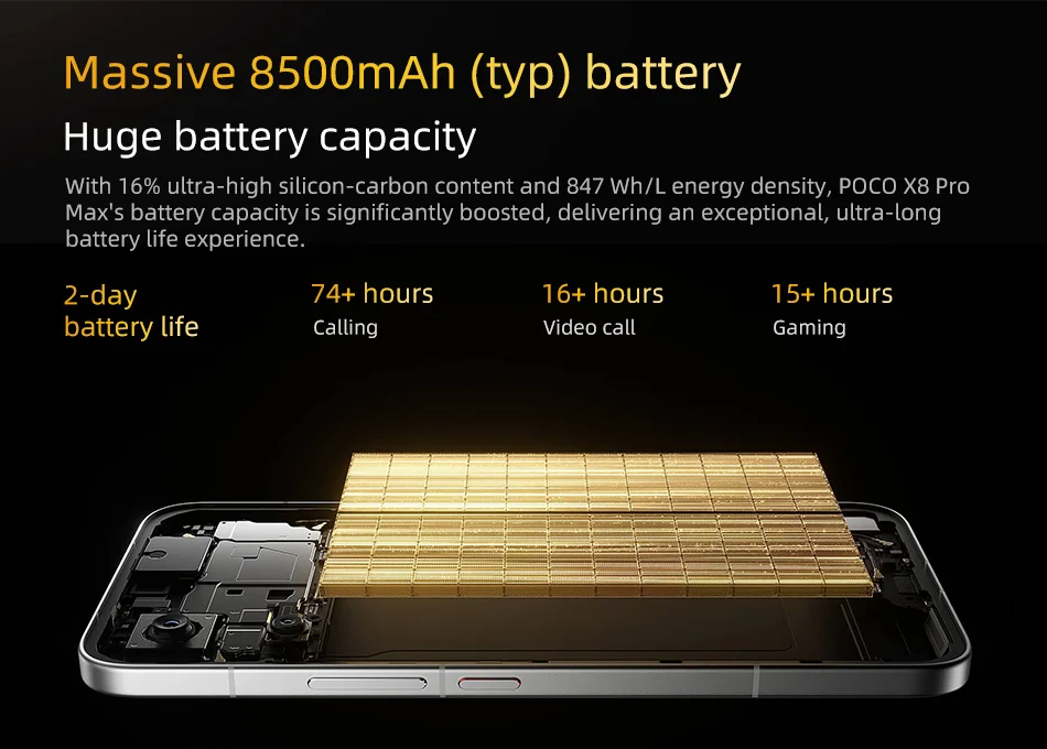 POCO X8 Pro Max 256GB 512GB Cellphone 6.83" 1.5K 120Hz Display Dimensity 9500s NFC 8500mAh 100W HyperCharge 50MP Global Version