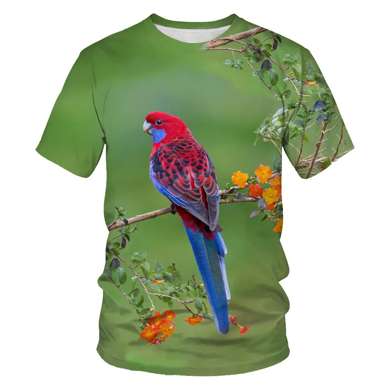 Summer Fashion Parrot  Picture  T-Shirts For Men Casual 3D Print Tees Hip Hop Personality Round Neck Short Sleeve Tops