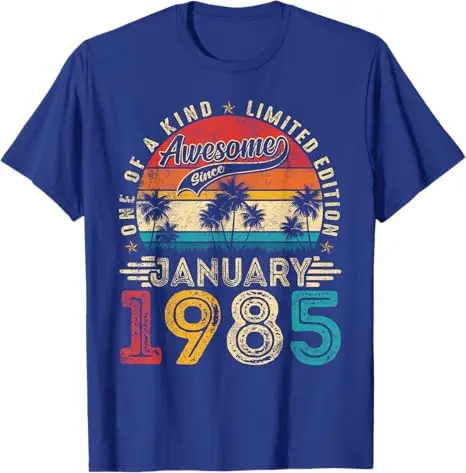 One of A Kind Awesome Since January 1985 40th Birthday Men 40 Years Old T-Shirt Retro Style Husband Daddy Gift Saying Tee Outfit