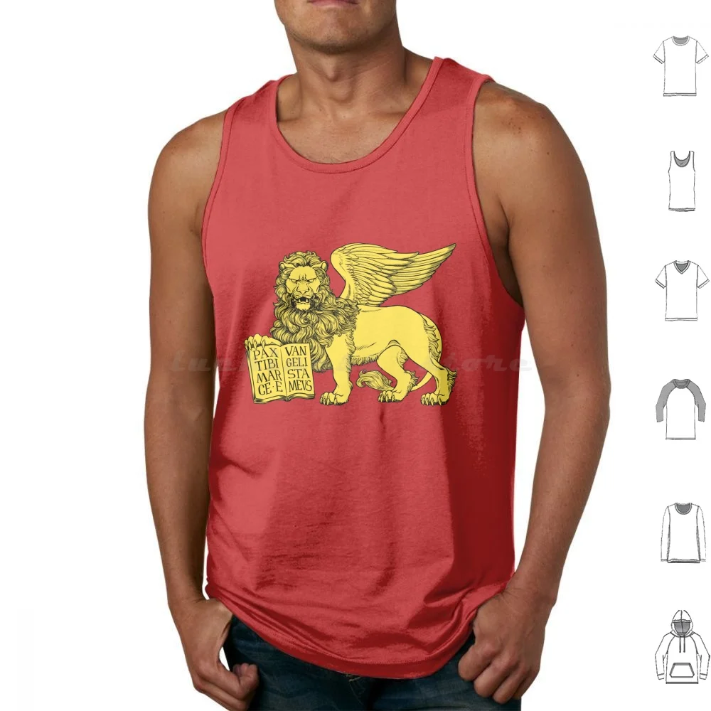 Lion Of Venice Tank Tops Print Cotton Lion Coa Venice Venezia Saint Mark Mark Coat Of Arms Flag Gold Golden Gold Lion