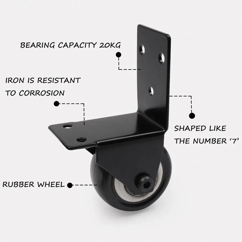 Portable L Shape Plate Swivel Caster Wheels Silent Wear-Resistant Furniture Caster Universal Hardware Caster Cabinet