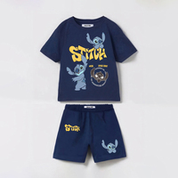 2Pcs  Summer Child Csotume Mickey Stitch TShirt+Shorts Set Casual Sports Clothes Trendy Short Sleeve Outfits Outer Wear For Kids