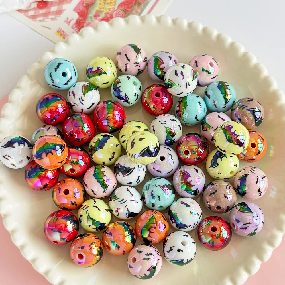 

Сердечный дизайн 100 шт. 16*16 мм DIY бусины с принтом/эффект Авроры/ручная работа/фурнитура и компоненты для ювелирных изделий/круглая форма/акрил # 19174