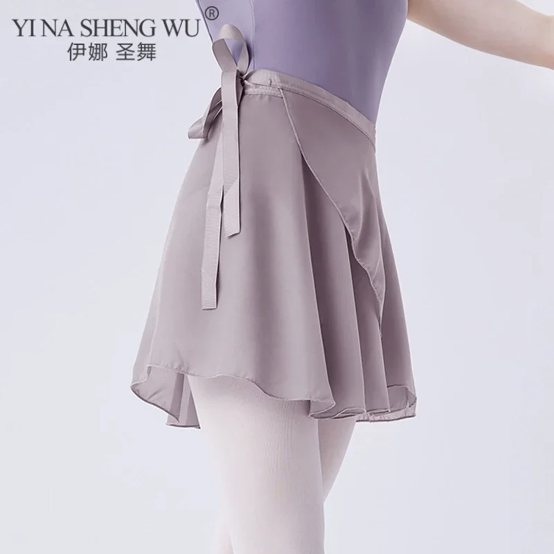 Ballet Practice Skirt Dance Gauze Skirt Adult One Piece Skirt Lacing Gray Purple Skirt Women Girl Dance Practice Accessory Skirt