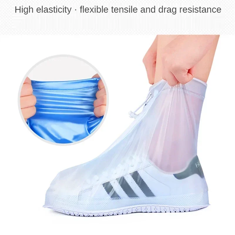 Waterproof Anti-Slip Rain Shoes Cover Reusable Shoe Cover Rain Boots Durable PVC Plastic Shoe Cover For Outdoor Walking Travel