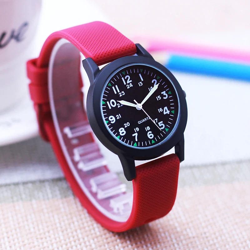 Fashion Women Men 24h Luminous Hands High Quality Silicone Strap Wrist Watches Children Boys Girls Lovers Simple Quartz Clock