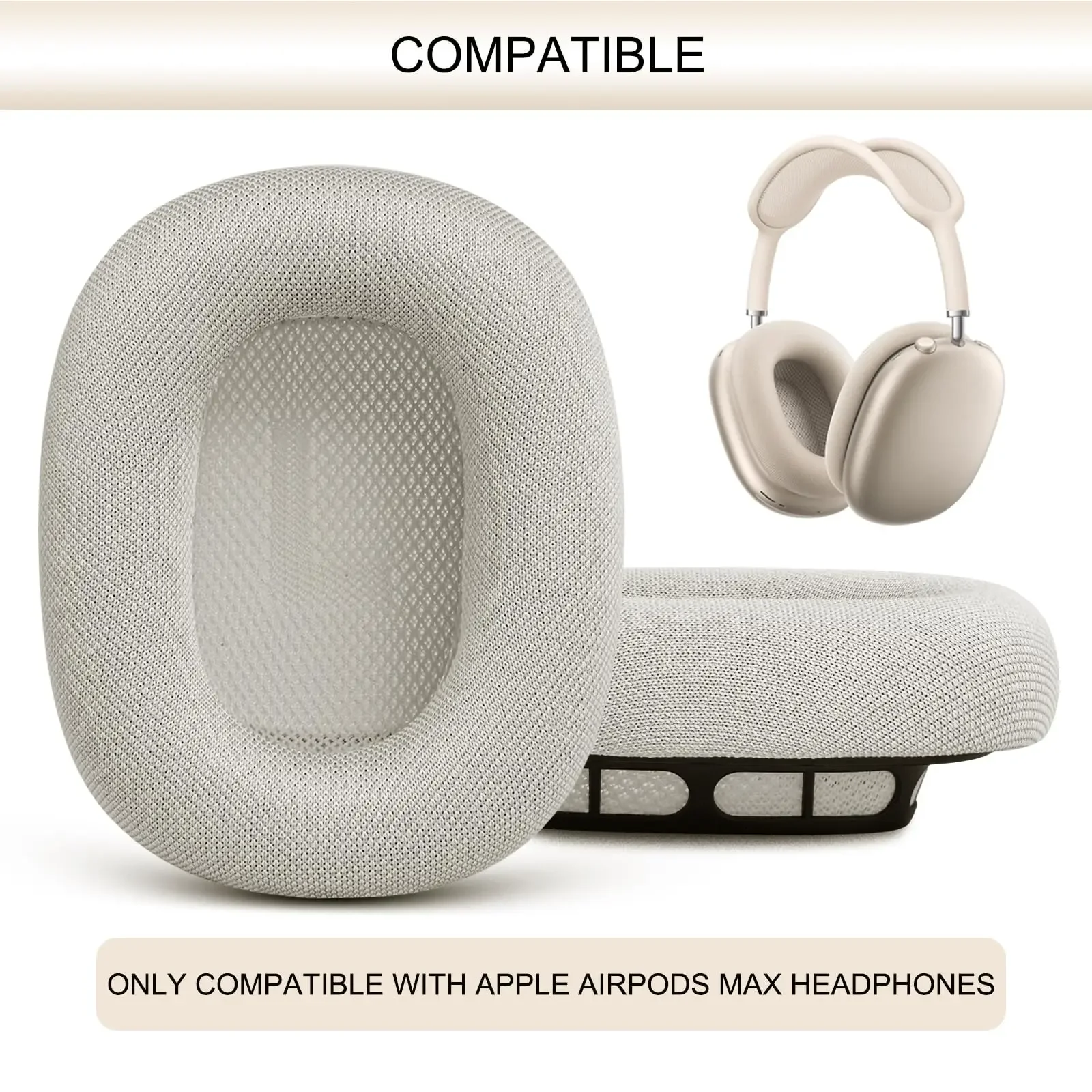 وسائد أذن بديلة من NUNUVV لسماعات AirPods Max 2024 وسادات الأذن/وسائد الأذن أجزاء إصلاح غطاء للأذنين،