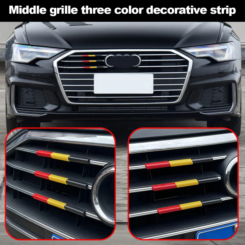 Car Front Grille Trim Strips Racing-Grills Decorative Three-Color Automotive Exterior Accessories For Audi A6 C8 4K 2019-2022