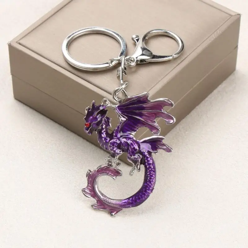 Langlebiges Metall-Fantasy-Drachen-Emaille-Schlüsselanhänger-Set Premium Wyvern-Schlüsselring Taschenanhänger für Autoschlüssel Halloween-Geschenk – Detail 11