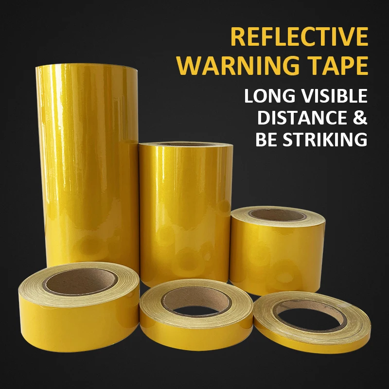 VOOFENG Multi-Size High Visibility Advertisement Grade Reflective Tape Yellow Car Sticker Decals Self-Adhesive Warning Tape