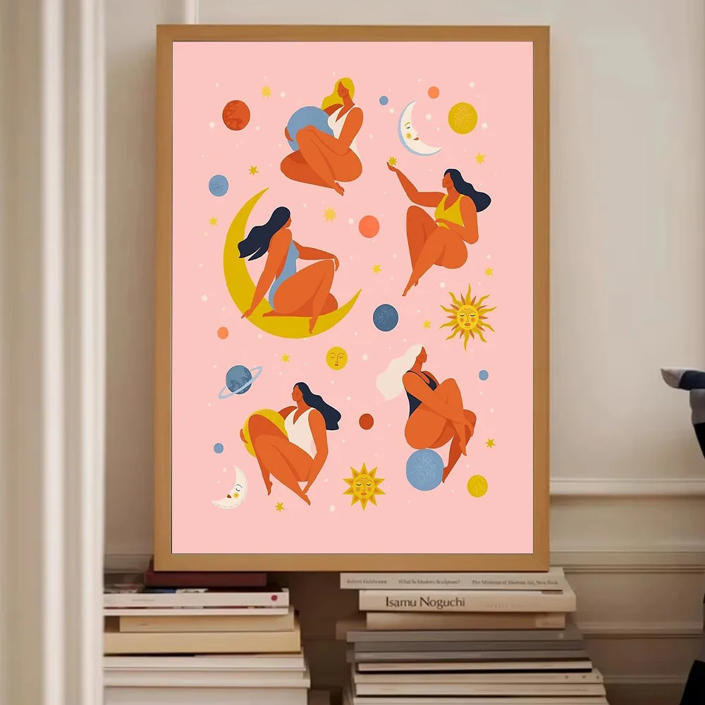 Boho Wall ArtAbstract Human Figure CanvasMinimalist Portrait DecorModern Art PrintLiving Room AestheticNude Figure IllustrationS