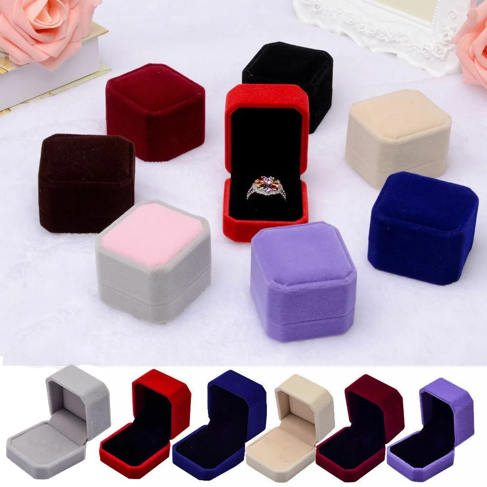 Travel Gift Packaging Box Earring Storage Velvet Square Box Storage Organizer Ring Box Earring Display Case Jewelry Box