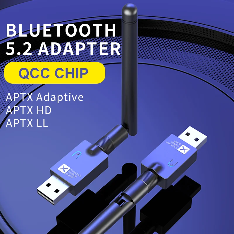 محول USB BT 5.2 أسود، جهاز استقبال إرسال صوت BT لاسلكي USB يدعم Win7/8/10/xp32/64bit Linux MACOS