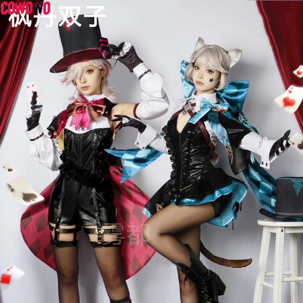 

COWOWO Genshin Impact Lyney Lynette Magician Game Suit Gorgeous Cosplay Costume Halloween Party Role Play Outfit Women XS-3XL