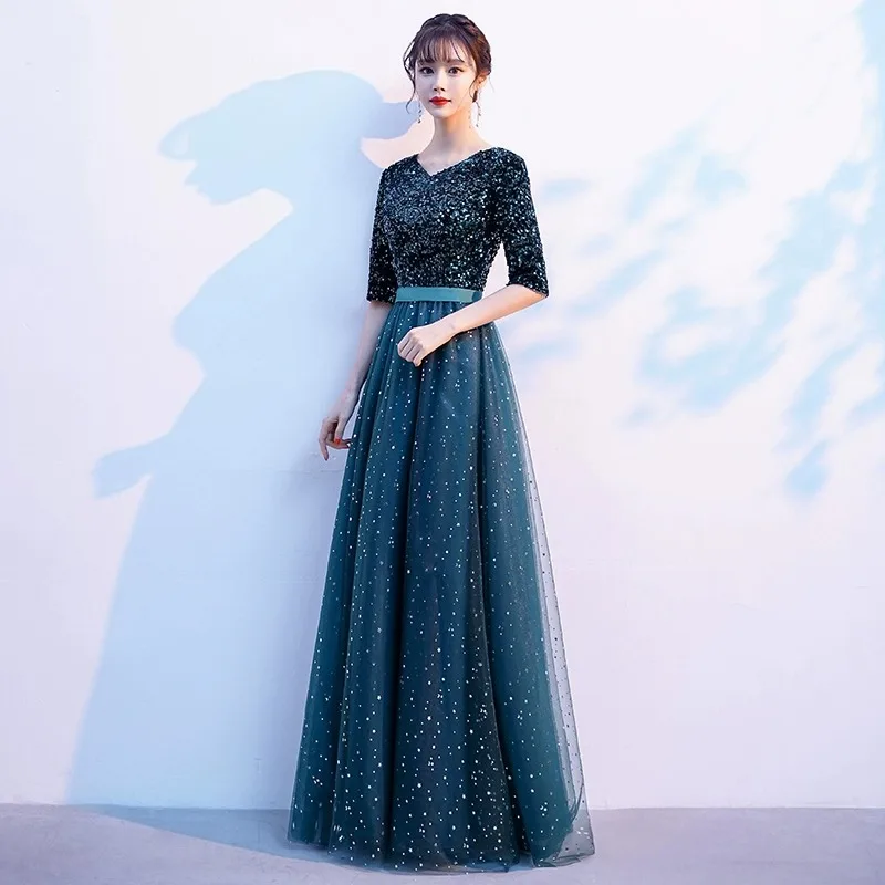 New Chorus Competition Red Song Performance Dress Female Long Dress Piano Performance Temperament Banquet Host Evening Dress