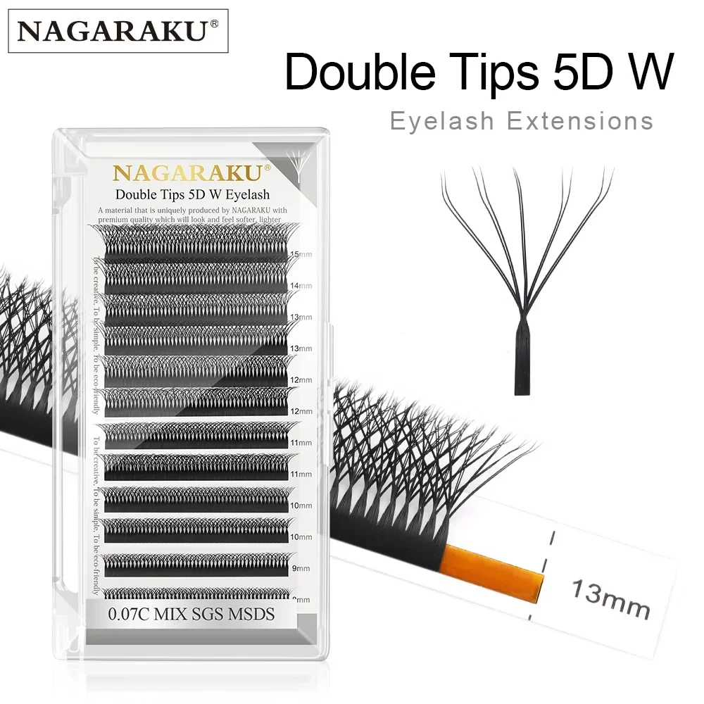 

NAGARAKU Double Tips 5D W Shape Eyelashes Extensions Premade Volume 10D Fan Hand Woven Autofan Flower False Eyelash