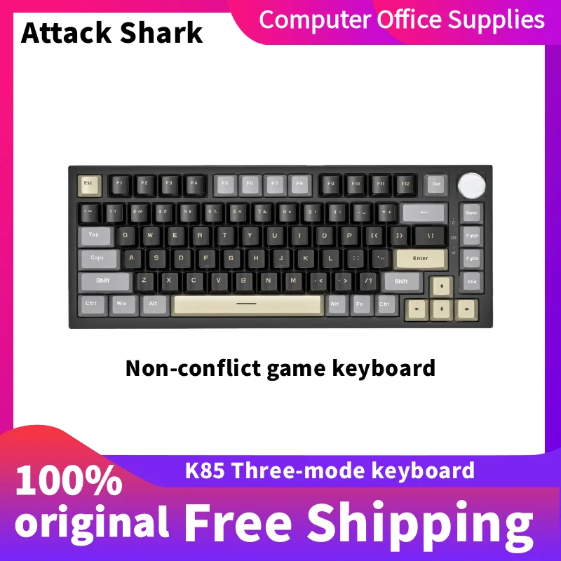 

Attack Shark K85 Magnetic Axis Custom 2.4GWireless Mechanical Keyboard Changeable Metal KnobQuick Triggering Wired Keyboard