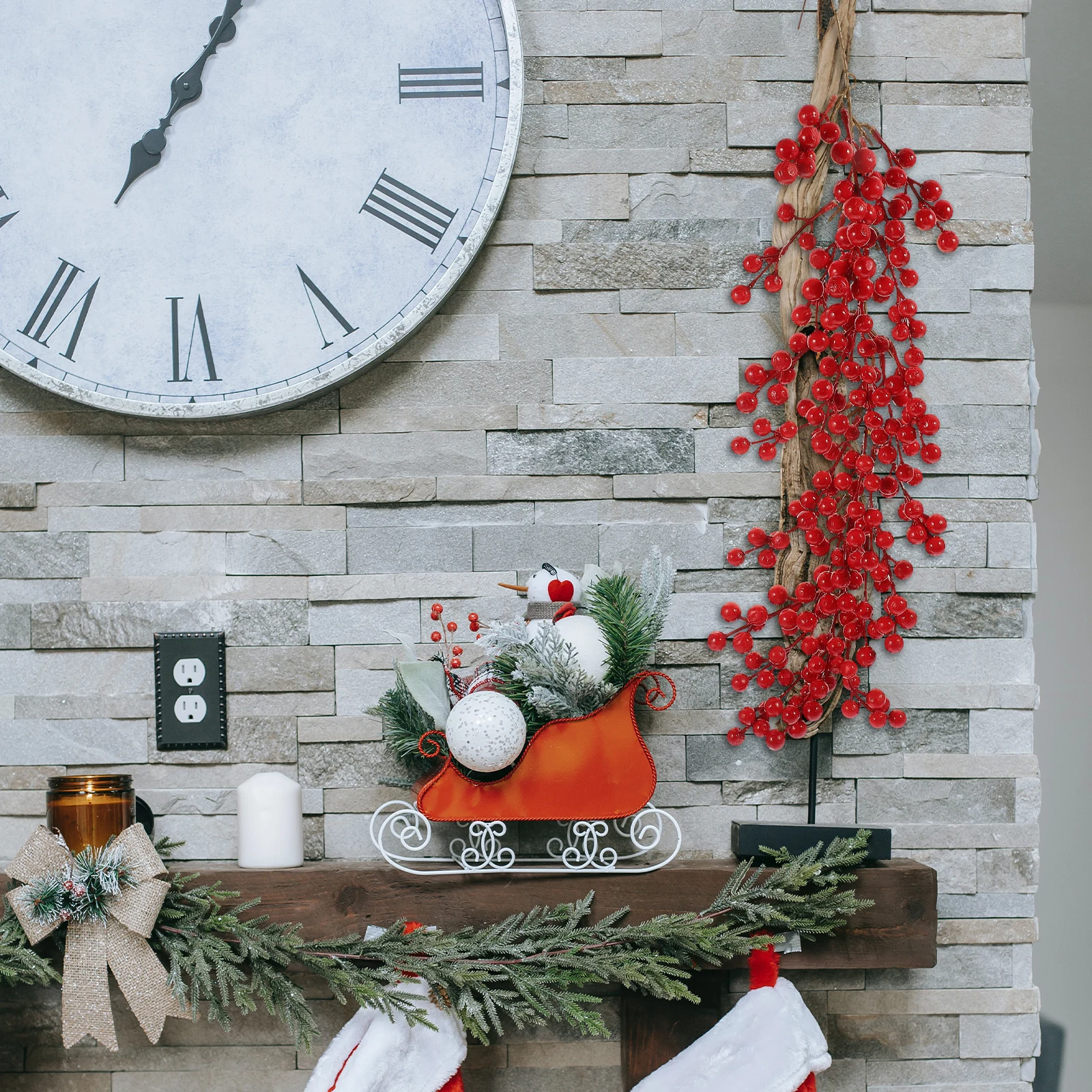 

Artificial Glitter Berry Sticks Christmas Decorations Simulation Berries Cone Fake Garland Wreath Home Holiday Wall