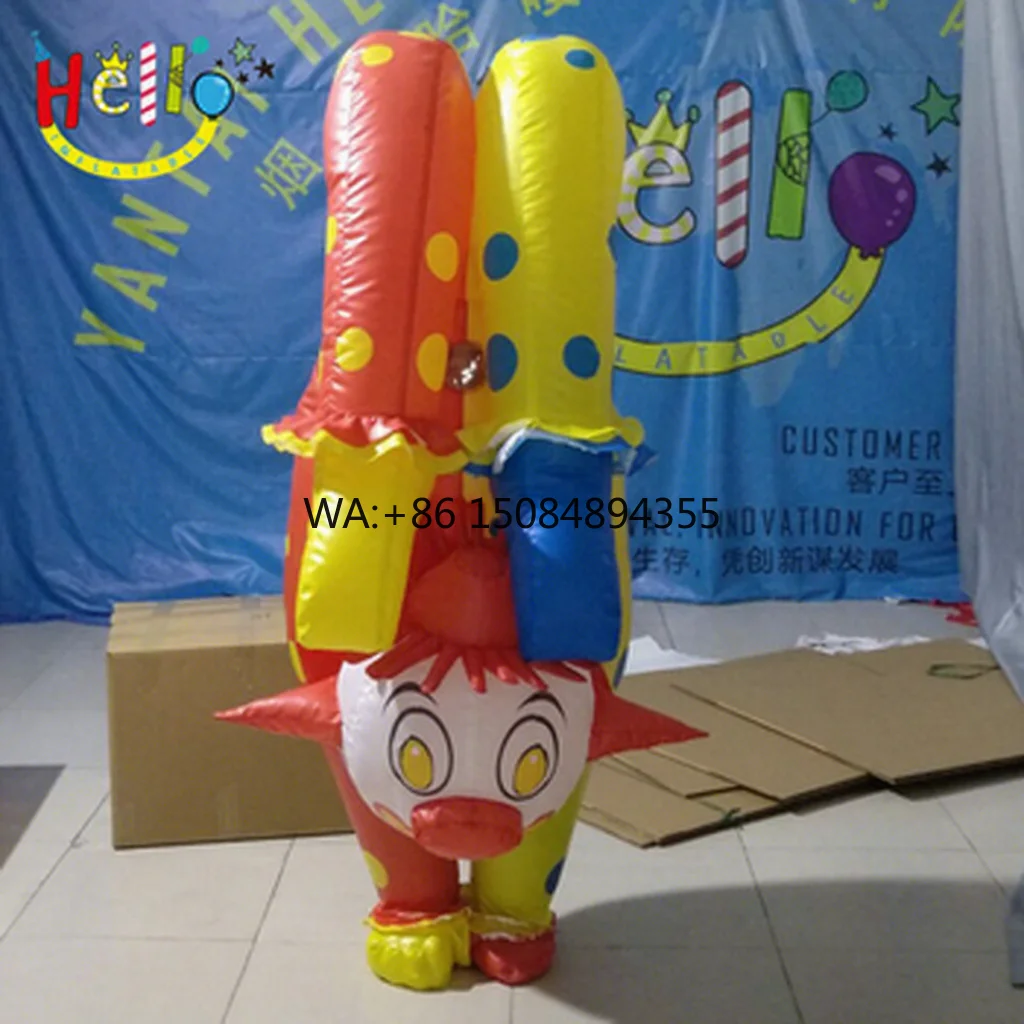 Funny Outdoor Advertising Inflatable Walking Handstand Clown Costume Mascot