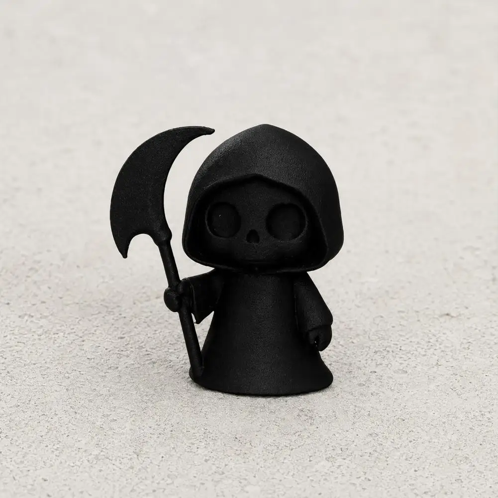 Healing Decor 3d Printed Ghost Figurine Mini Halloween Reaper Statue Cute Desktop Ornament for Office Study Room Decoration
