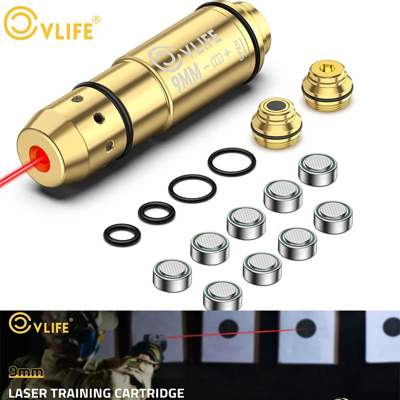 

CVLIFE 9mm .45 .40 .380 Red Laser Training Fit Hundgun Cartridge Picatinny Mount with 9 Batteries for Dry Fire Training