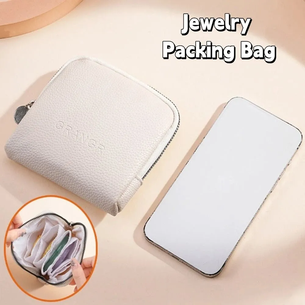 

Earrings Bracelet Jewelry Packing Bag PU Leather Large Capacity Jewelry Storage Case Organizer Rings Necklace Mini Cosmetic Bag
