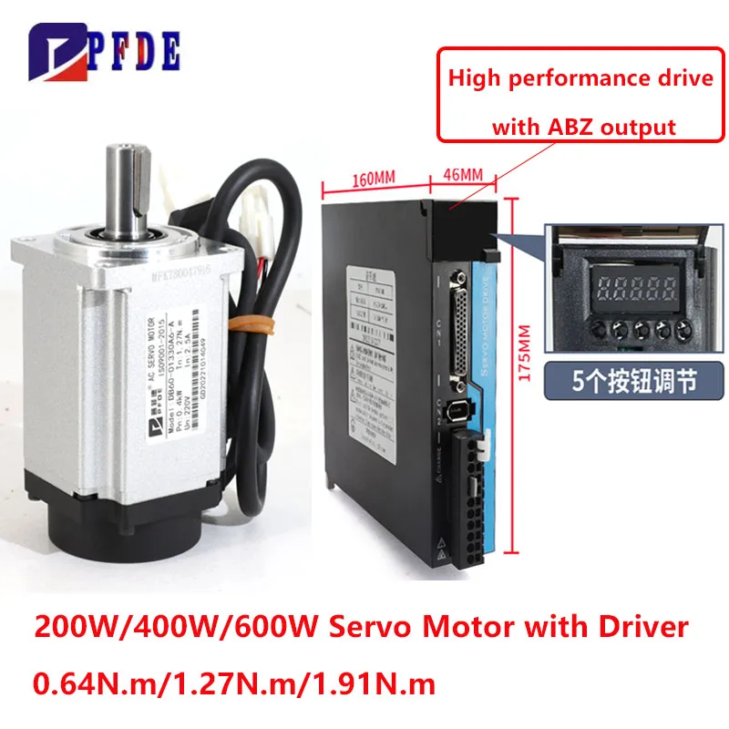 

Серводвигатель 200 Вт, 400 Вт, 600 Вт с высокопроизводительным драйвером и выходной комплектом энкодера ABZ, 3000 об/мин, 60 фланцев + кабель энкодера 3 м с ЧПУ