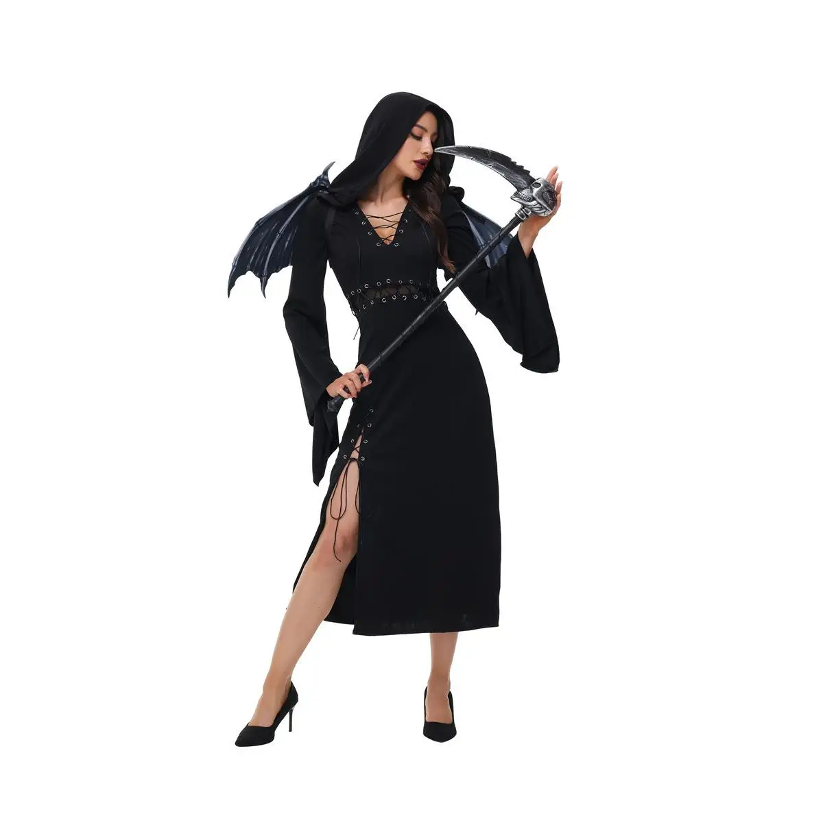 

Черный готический костюм ведьмы, дьявола, ангела на Хэллоуин, доктор, женская юбка для косплея, одежда для выступлений на сцене