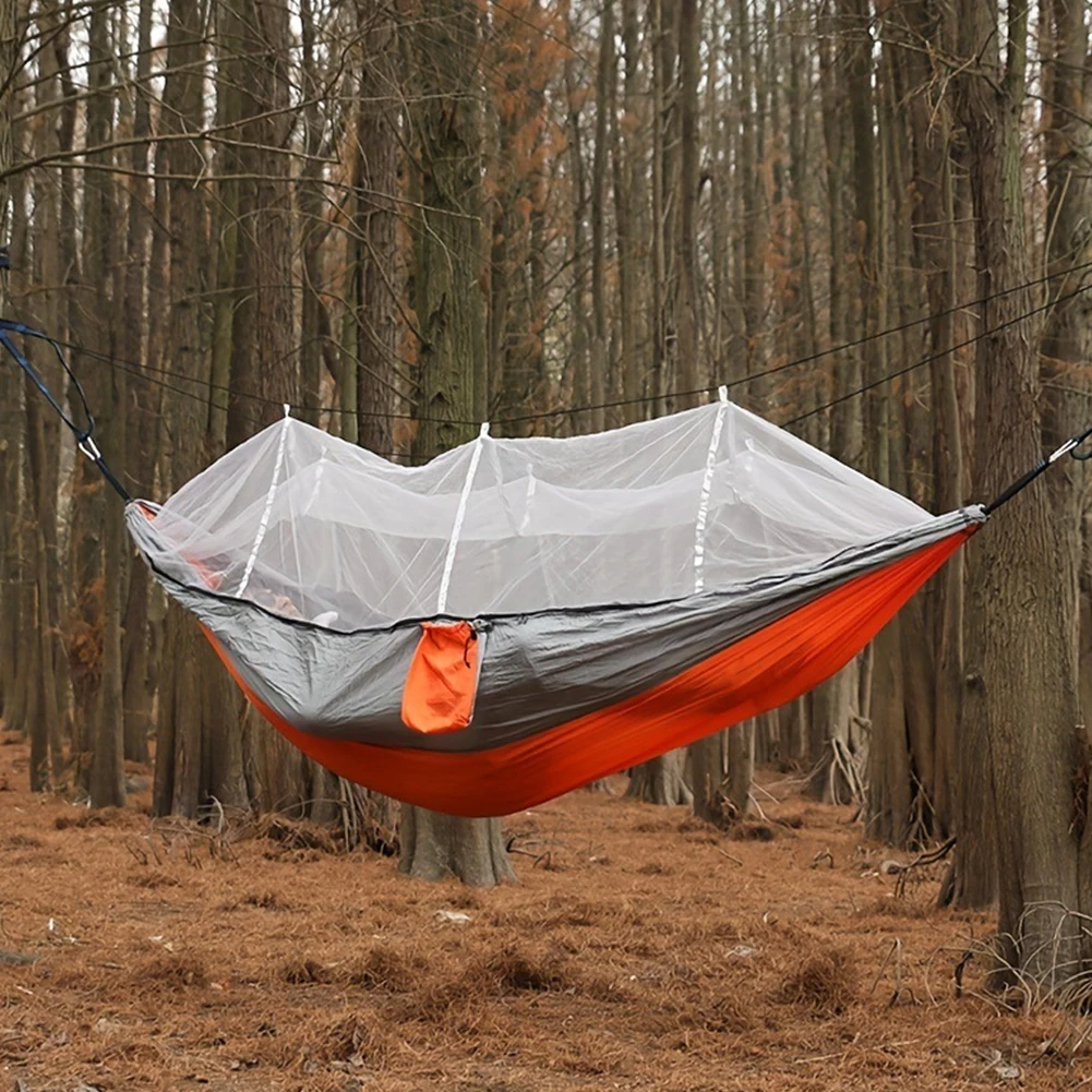 أرجوحة محمولة للمشي لمسافات طويلة مع ناموسية من النايلون، سرير معلق قابل للتنفس، سرير حديقة خارجي لمغامرة البقاء على قيد الحياة في حالات الطوارئ #4