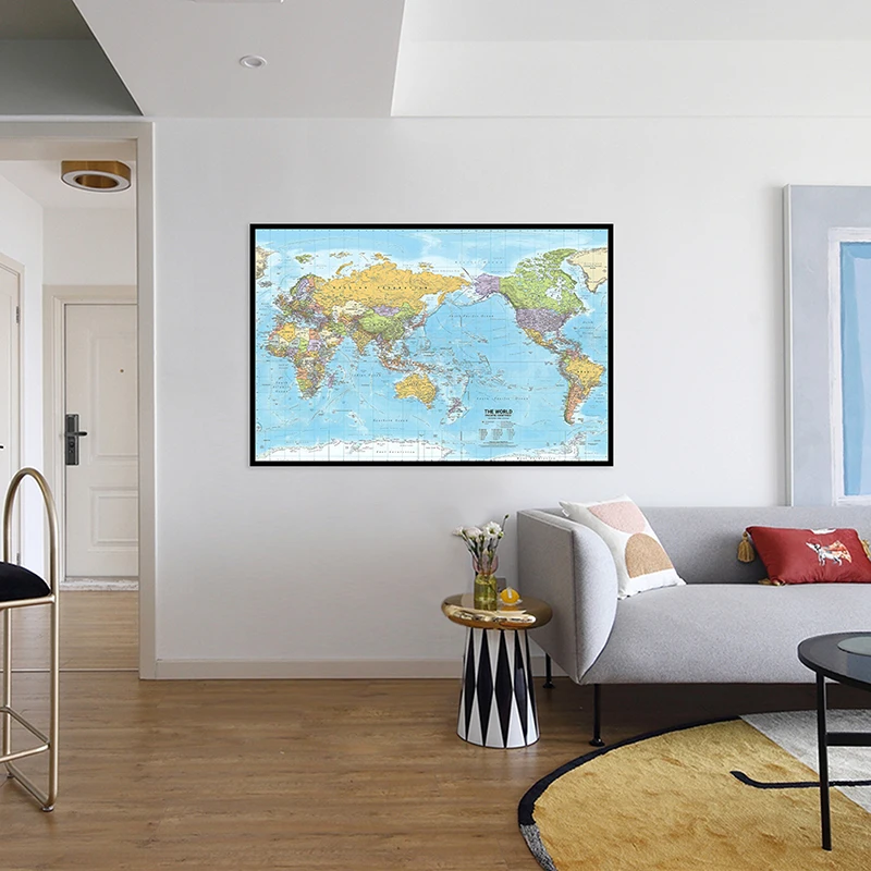 59*42cm 2012 World Map with Political Distribution Canvas Printings Detailed Map of World Pictures Home School Office Decor