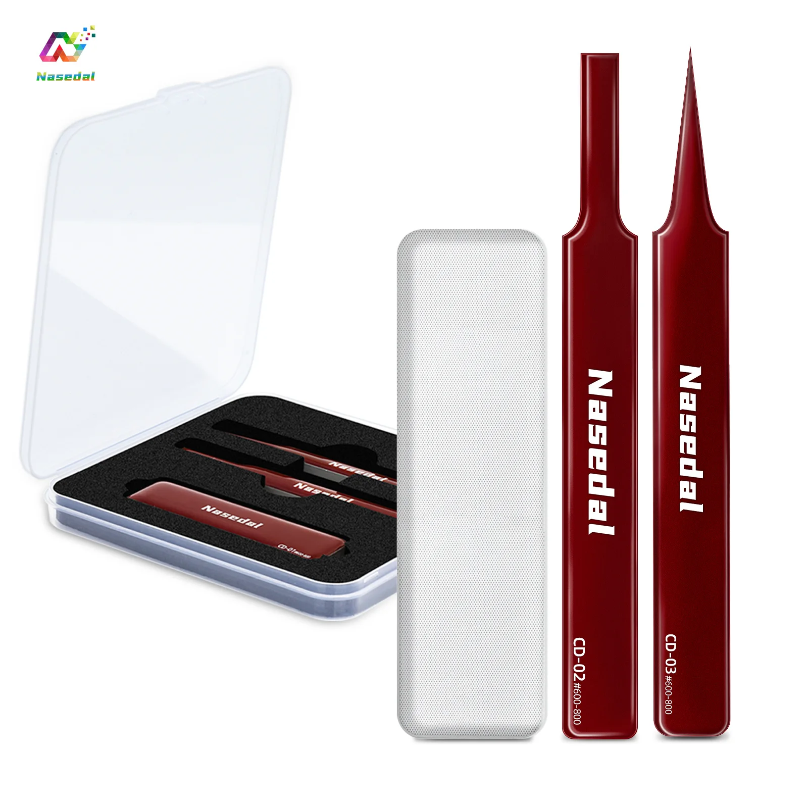 Nasedal 3pcs Hobby Glass File for Gundam Model 3D Print Polishing Sanding Tool #600-#800 Reusable Wet & Dry Use with Storage Box