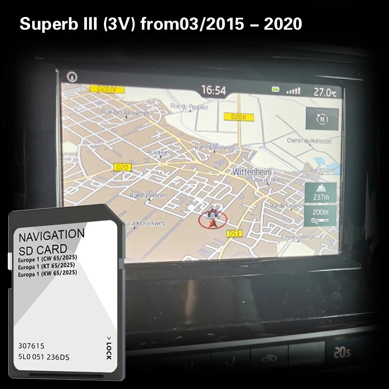 

Fitting for Skoda Superb III 3V 2015 2016 Untill 2020 32GB Memory SD Map GPS Navigation Cover Croatia Cyprus Czech Republic